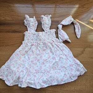 Janie And Jack Floral Pink Baby Dress with Headband